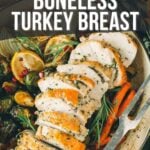 Pinterest image for boneless turkey breast roasted.