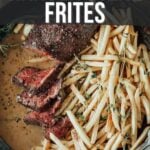 Sous vide hanger steak frites pinterest image.