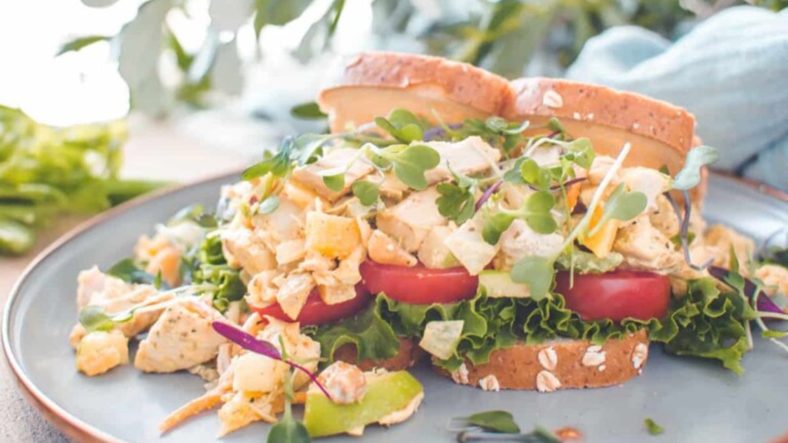 Curry chicken salad made with rotisserie chicken and warm spices.