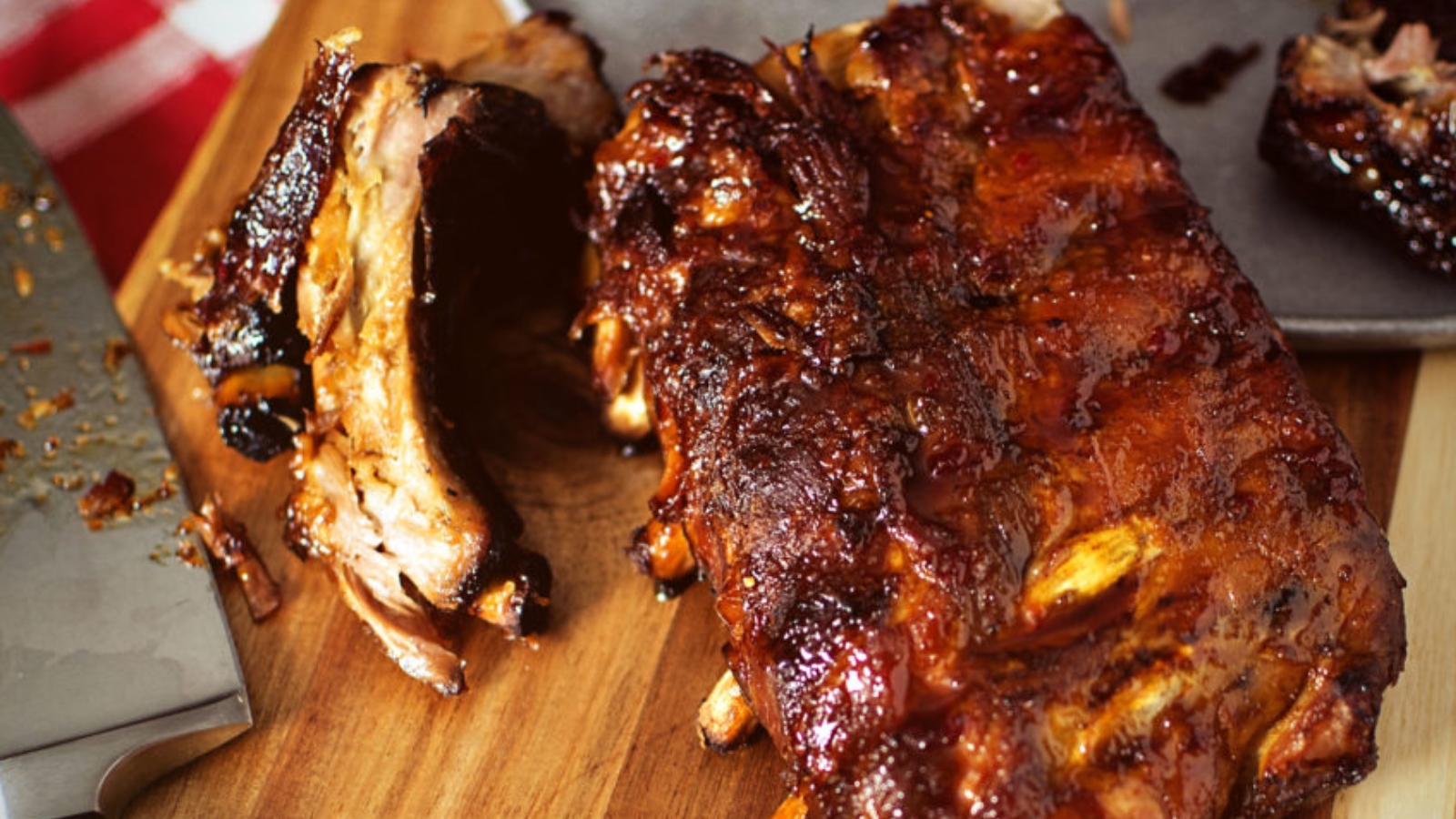 Ribs cooked slow until tender and coated in glossy sauce.