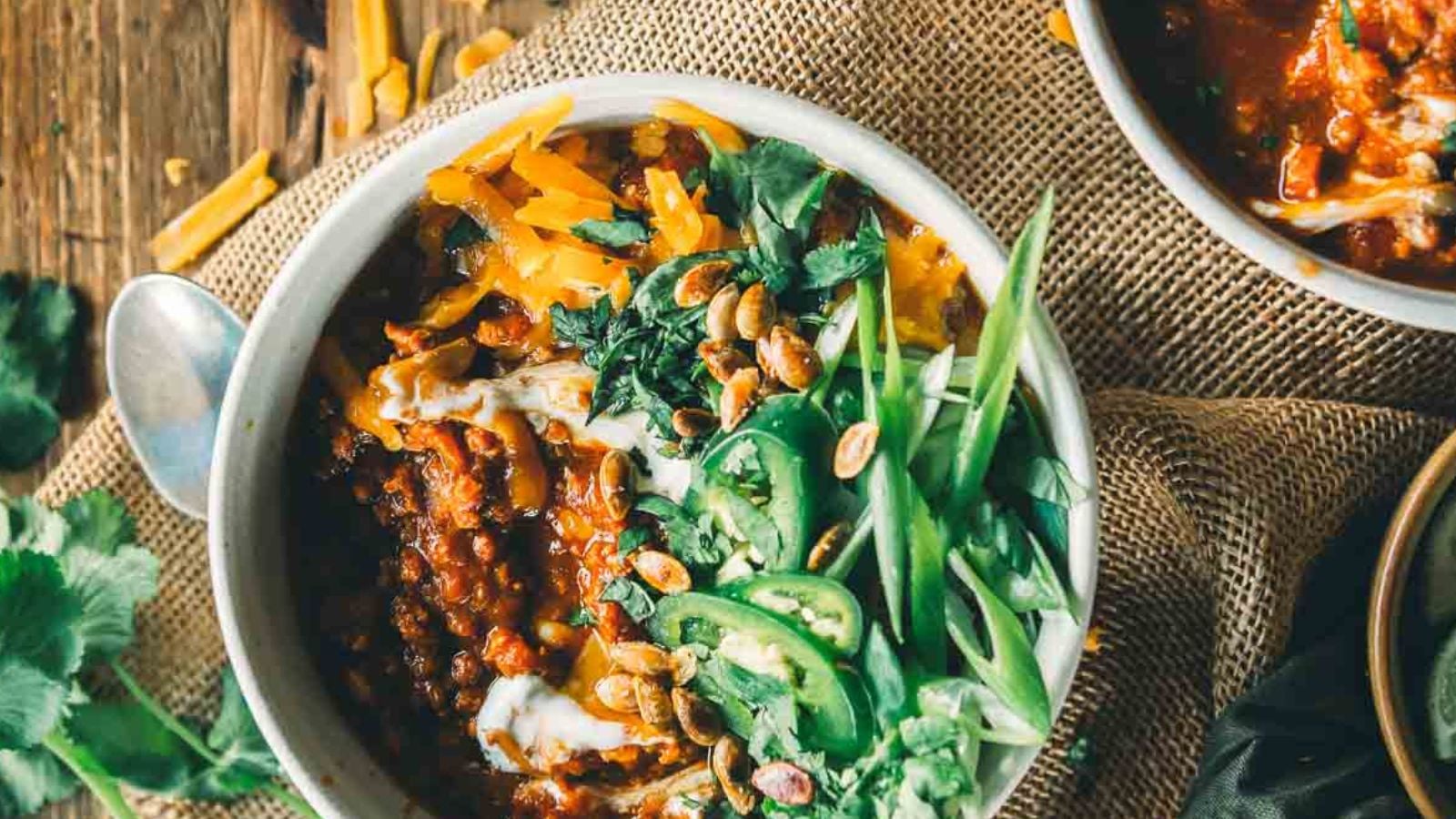 Pumpkin & Turkey Chili: Chili made with ground turkey and pumpkin puree.
