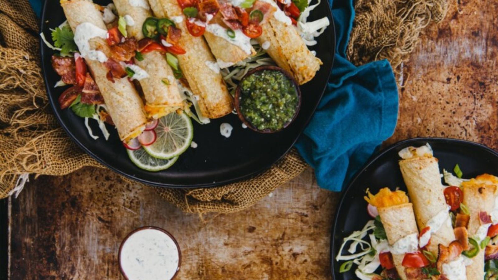 Cheesy potato taquitos cooked crispy in air fryer.