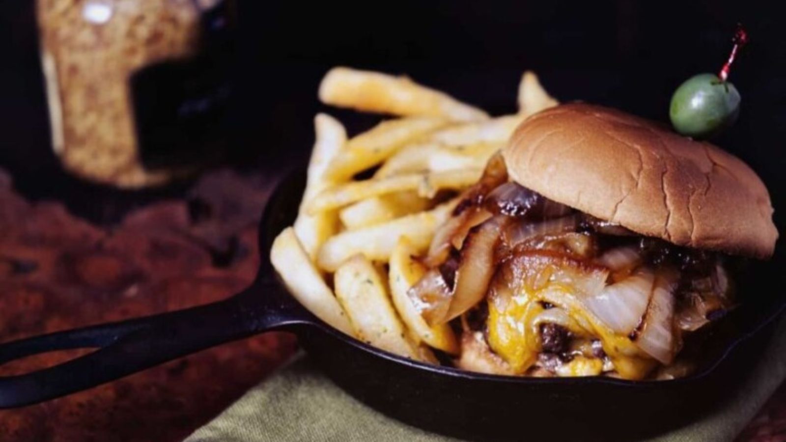 Burgers topped with French onion flavors.