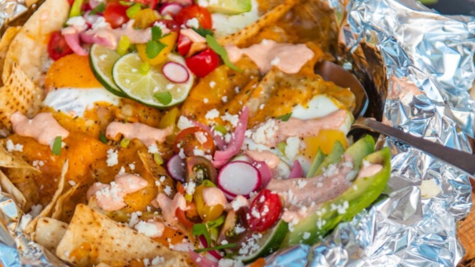 Chicken chilaquiles verdes grilled with salsa verde.