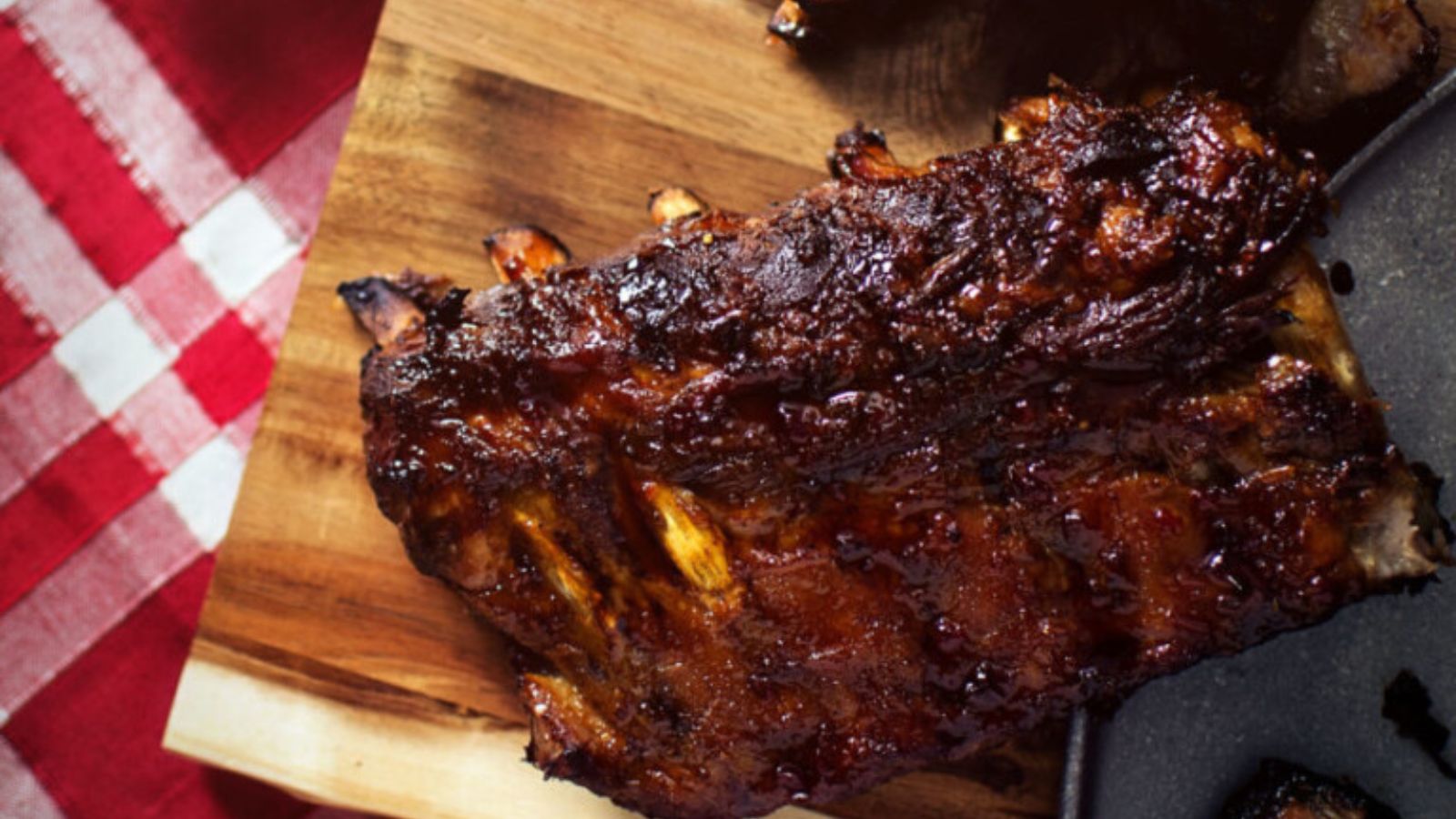 Ribs cooked slow until tender and coated in glossy sauce.