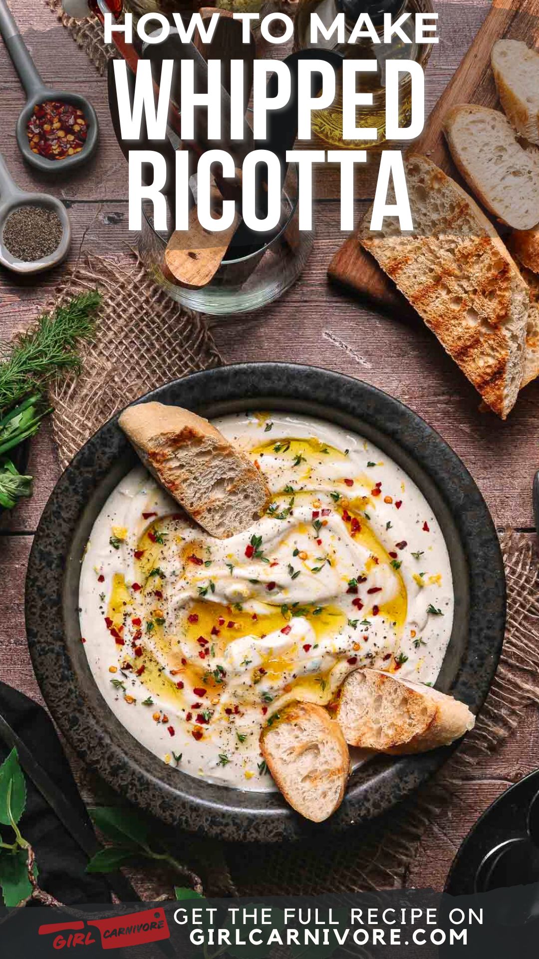 Creamy Whipped Ricotta Dip (10-Minute Appetizer or Savory Spread)