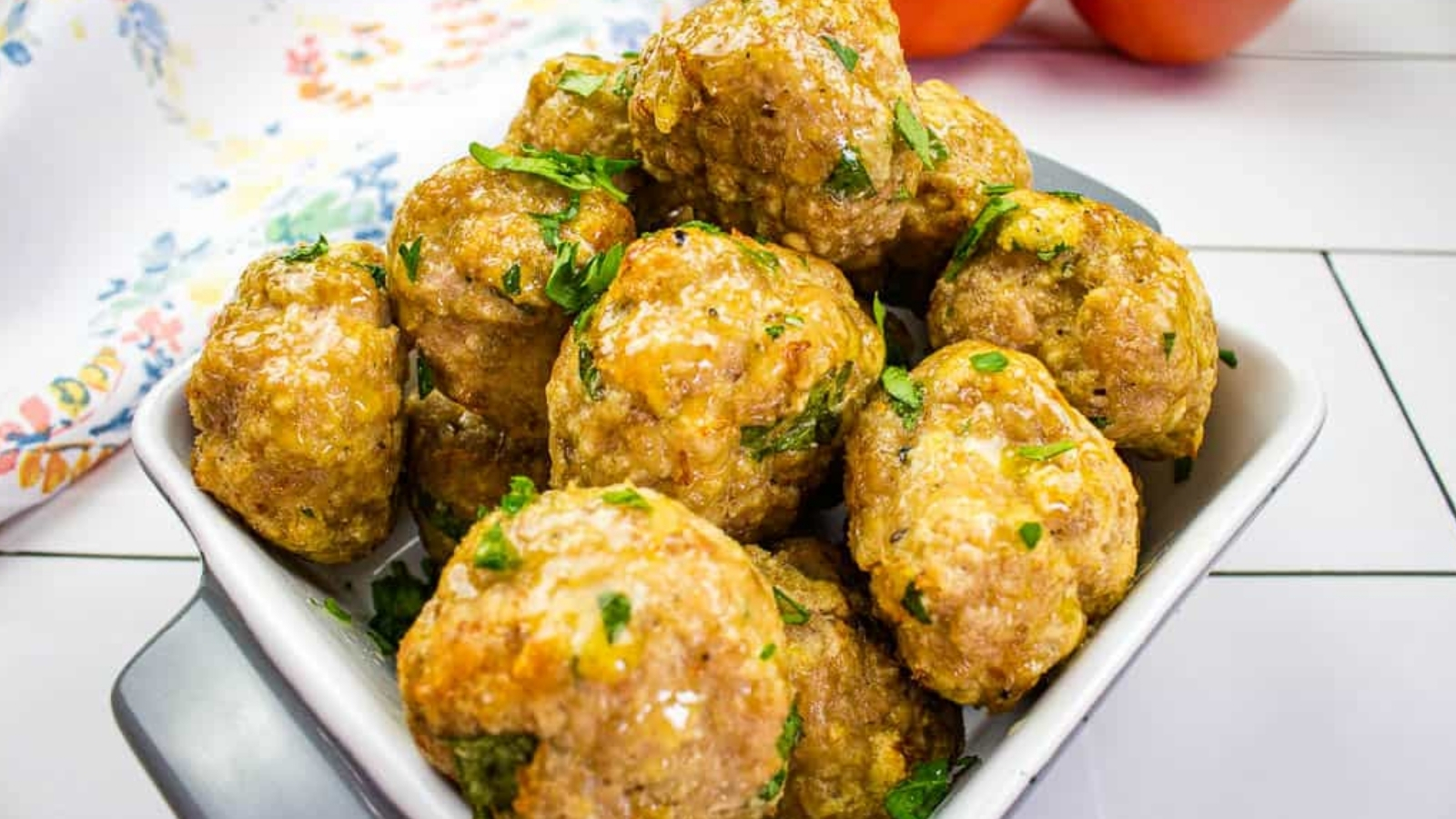 Air Fryer Turkey Meatballs in a bowl.