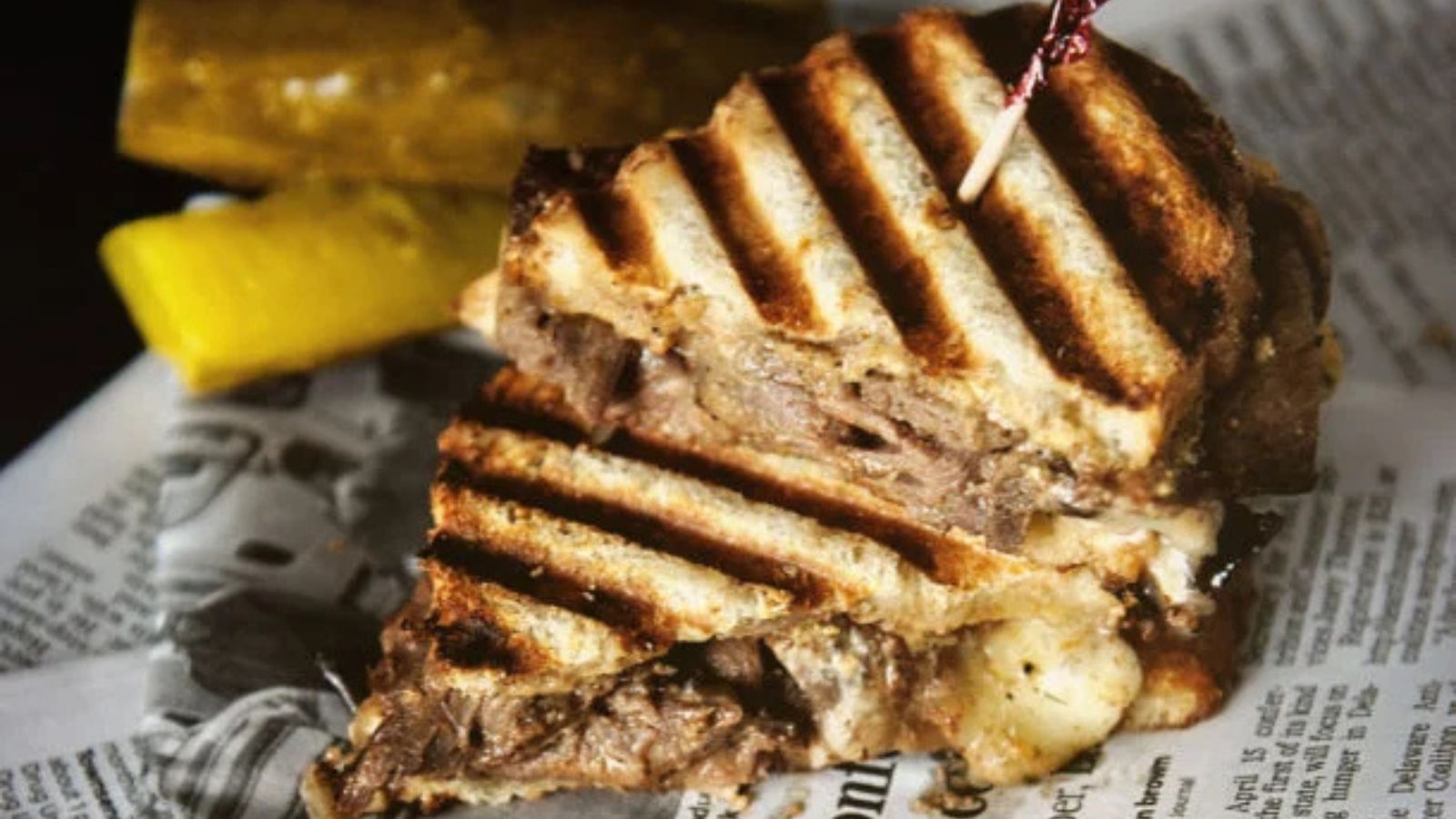 Beef sandwiches stacked tall big-boy style.