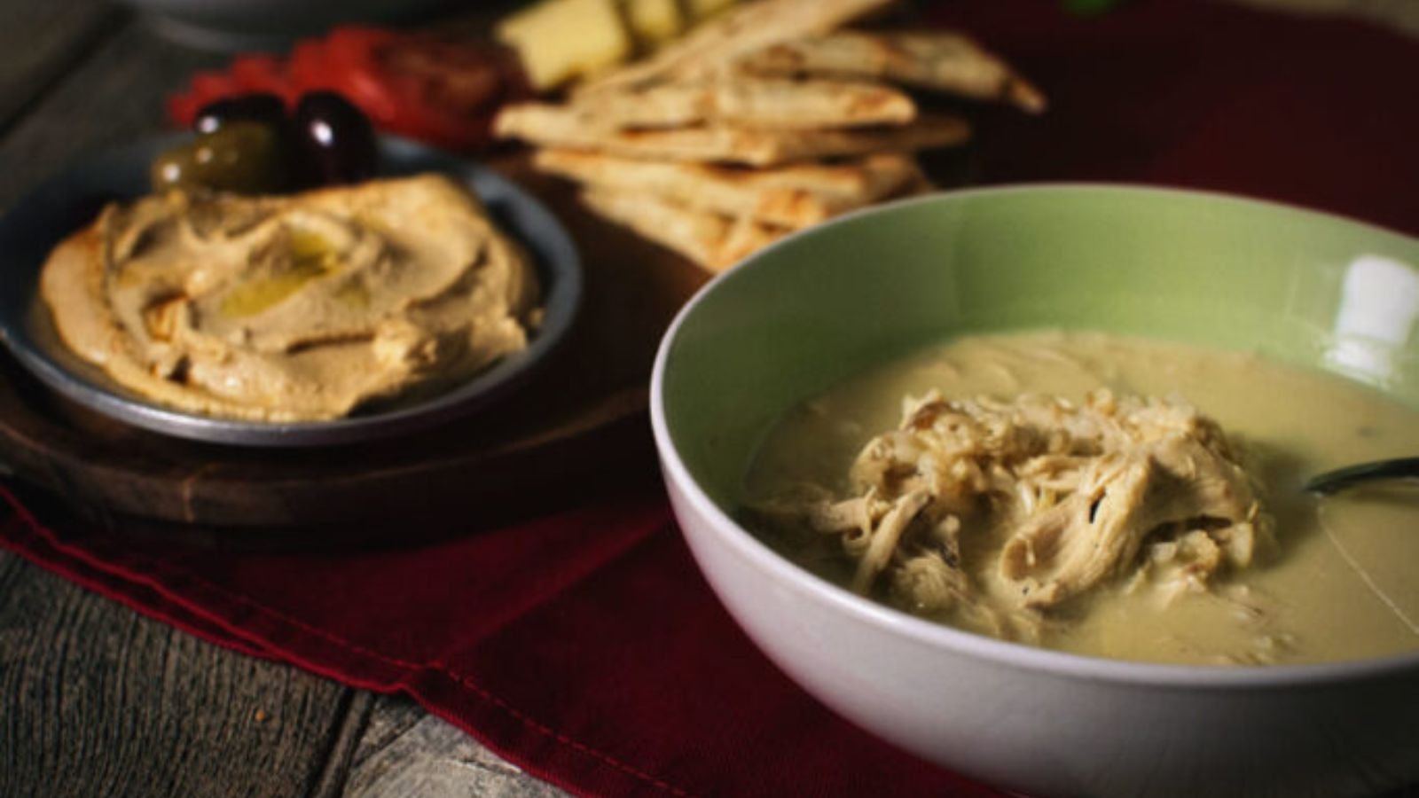Greek style soup with chicken, egg lemon broth, and herbs.