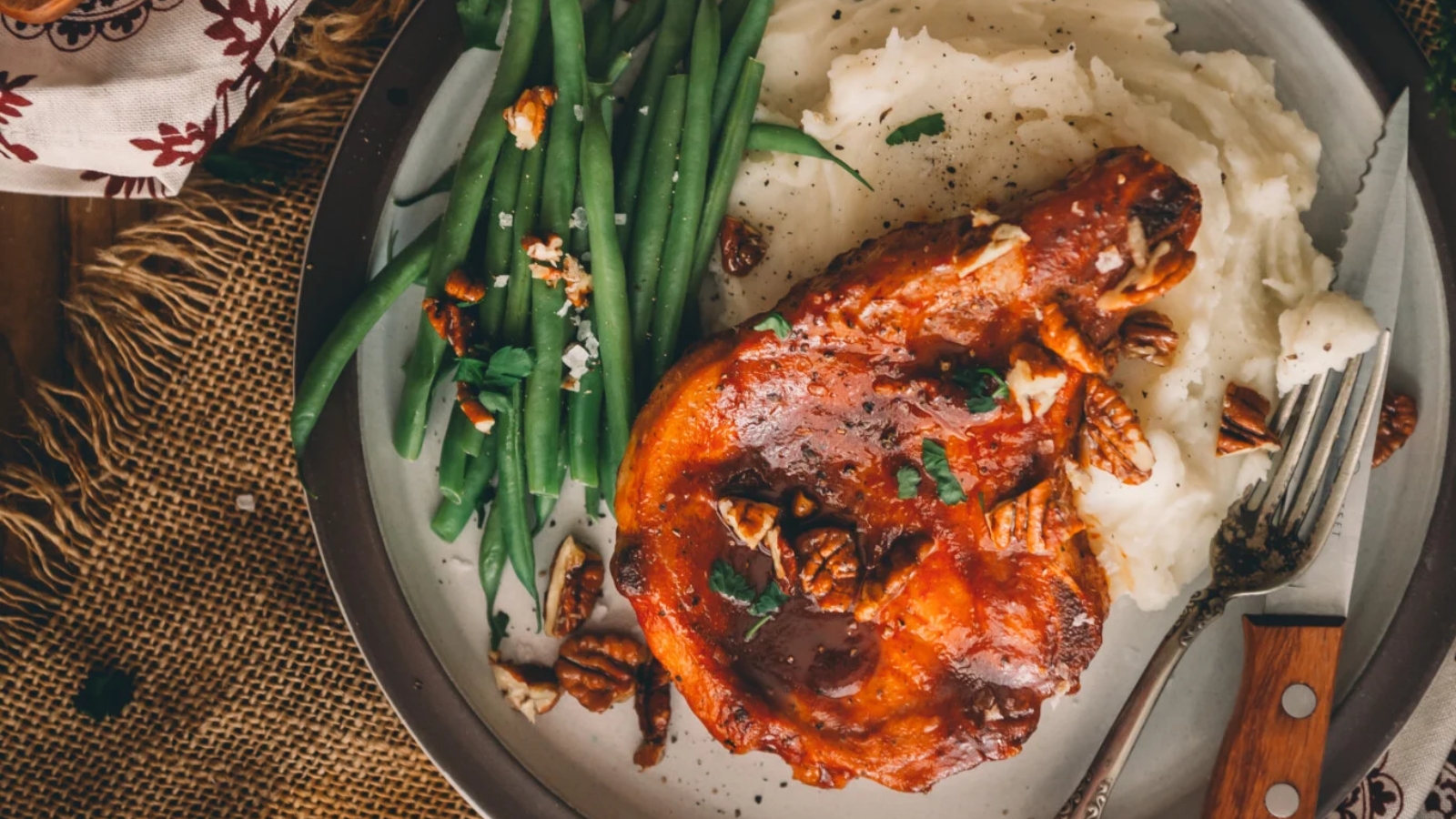 Pork chops baked crispy on outside and juicy inside.
