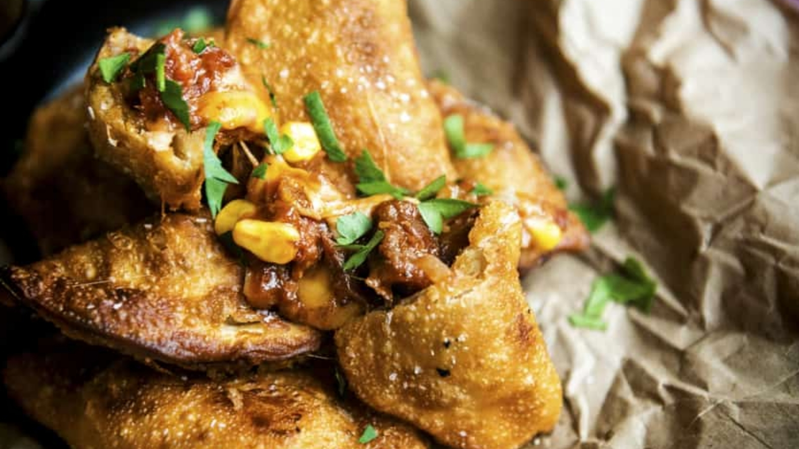 Empanadas fried crisp with Tex-Mex seasoned meat filling sealed inside.