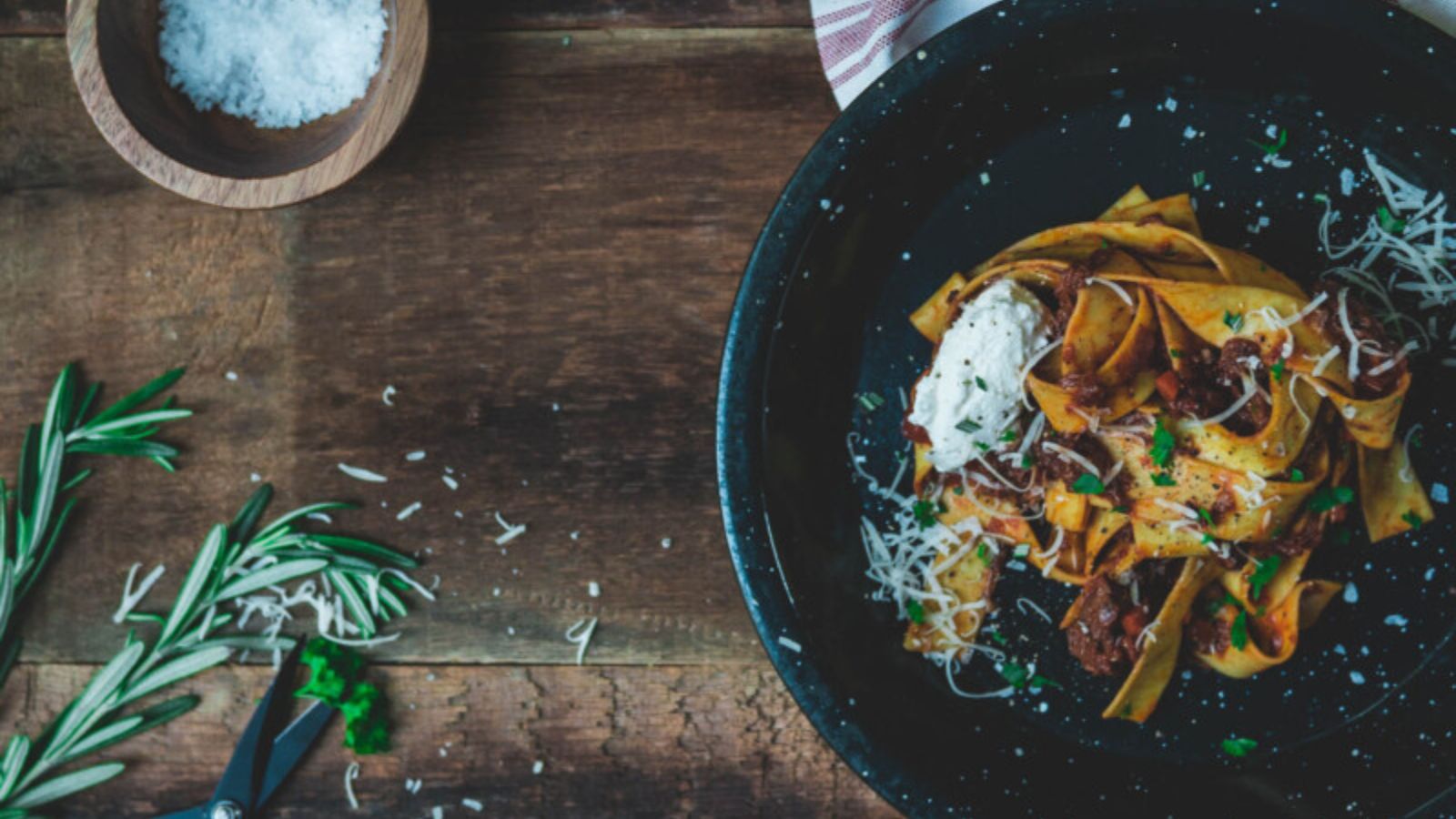 Beef cheek ragu simmered until tender in rich deep red sauce.