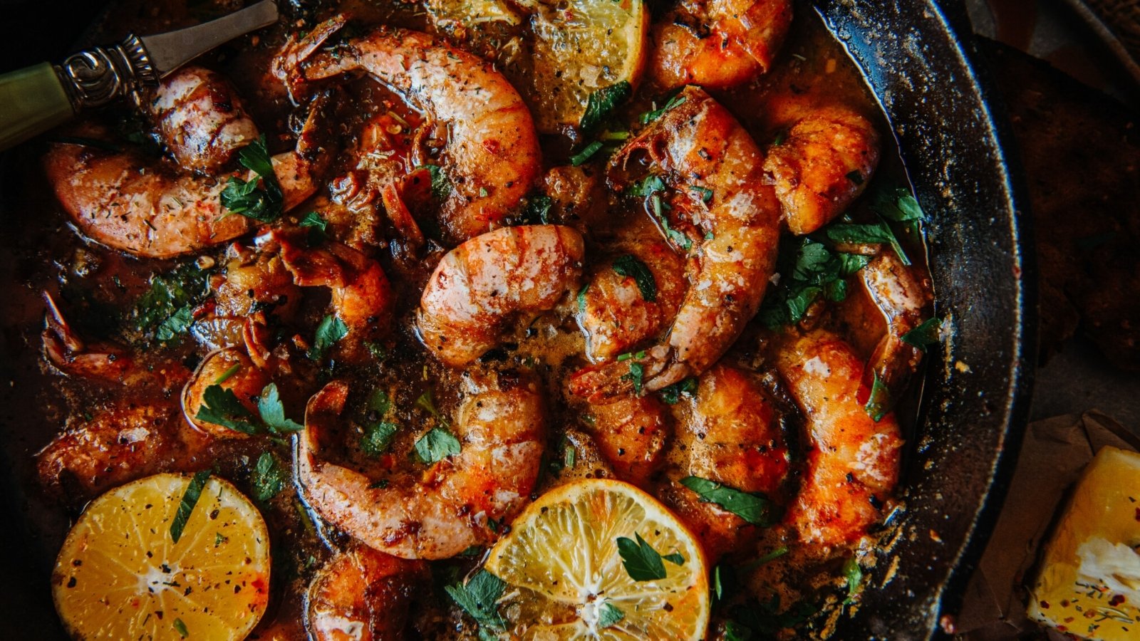 BBQ shrimp New Orleans style sautéed with buttery spicy sauce.